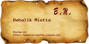 Behalik Mietta névjegykártya